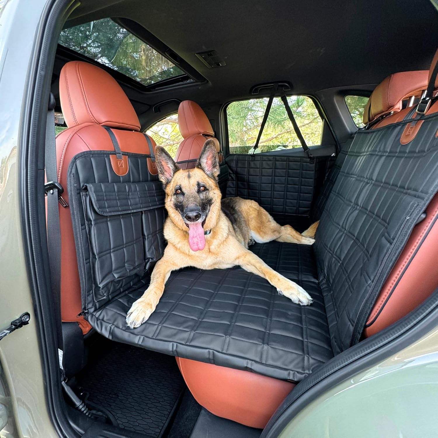 Fortunato Store Dog Car Seat Cover Dog Car Seat Cover with Mesh Window & Footwell Extender
