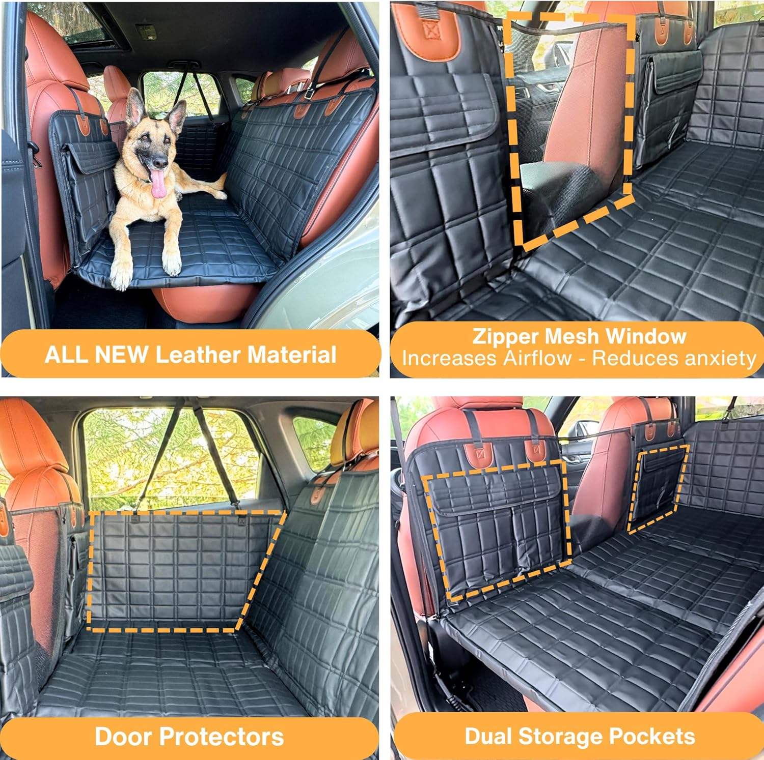 Fortunato Store Dog Car Seat Cover Dog Car Seat Cover with Mesh Window & Footwell Extender