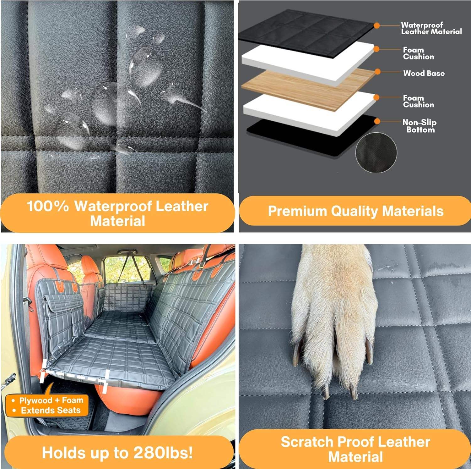 Fortunato Store Dog Car Seat Cover Dog Car Seat Cover with Mesh Window & Footwell Extender