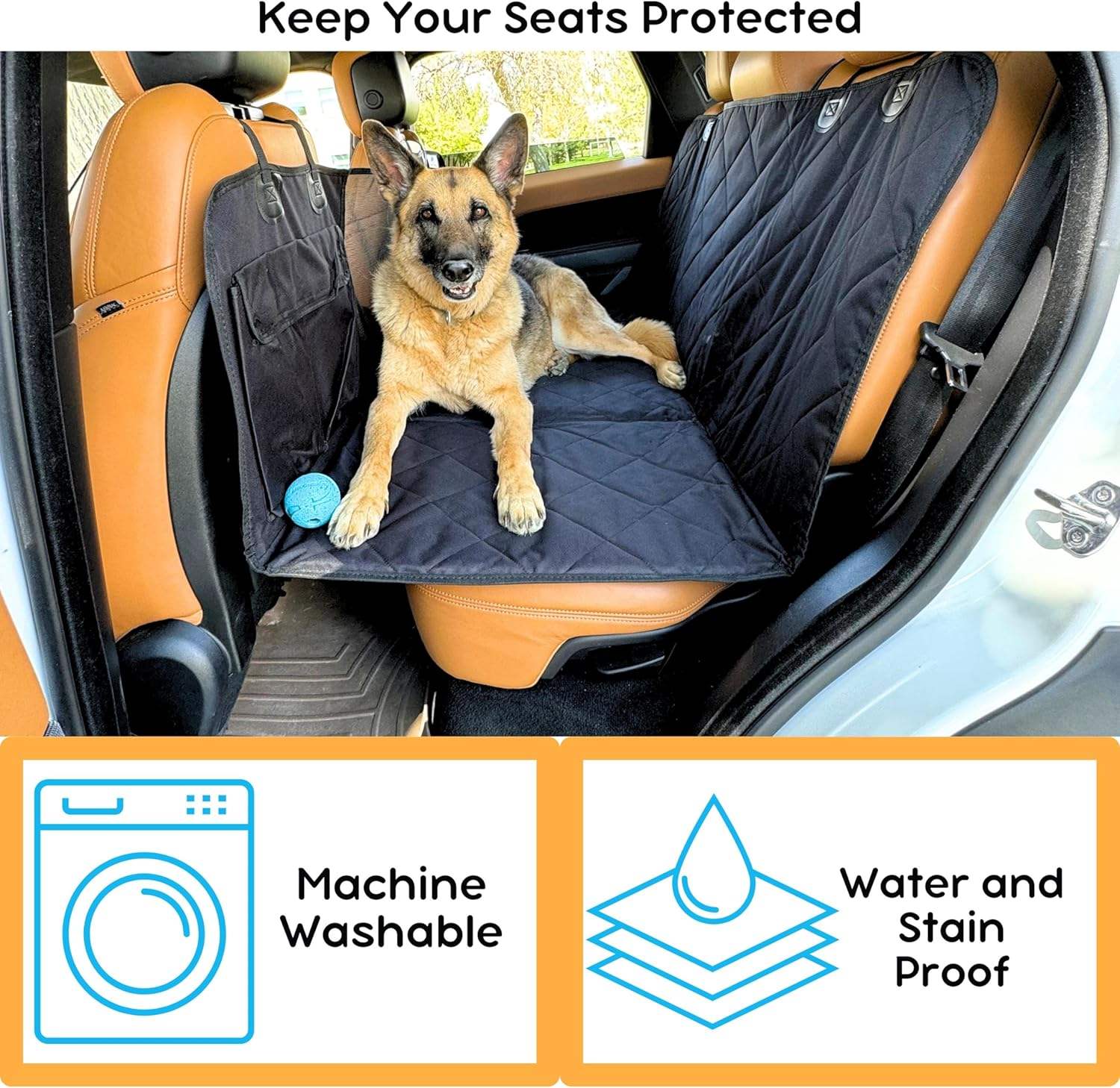 Fortunato Store Dog Car Seat Cover Dog Car Seat Cover with Mesh Window & Footwell Extender