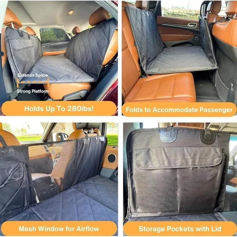 Fortunato Store Dog Car Seat Cover Dog Car Seat Cover with Mesh Window & Footwell Extender