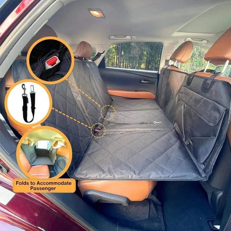 Fortunato Store Dog Car Seat Cover Dog Car Seat Cover with Mesh Window & Footwell Extender