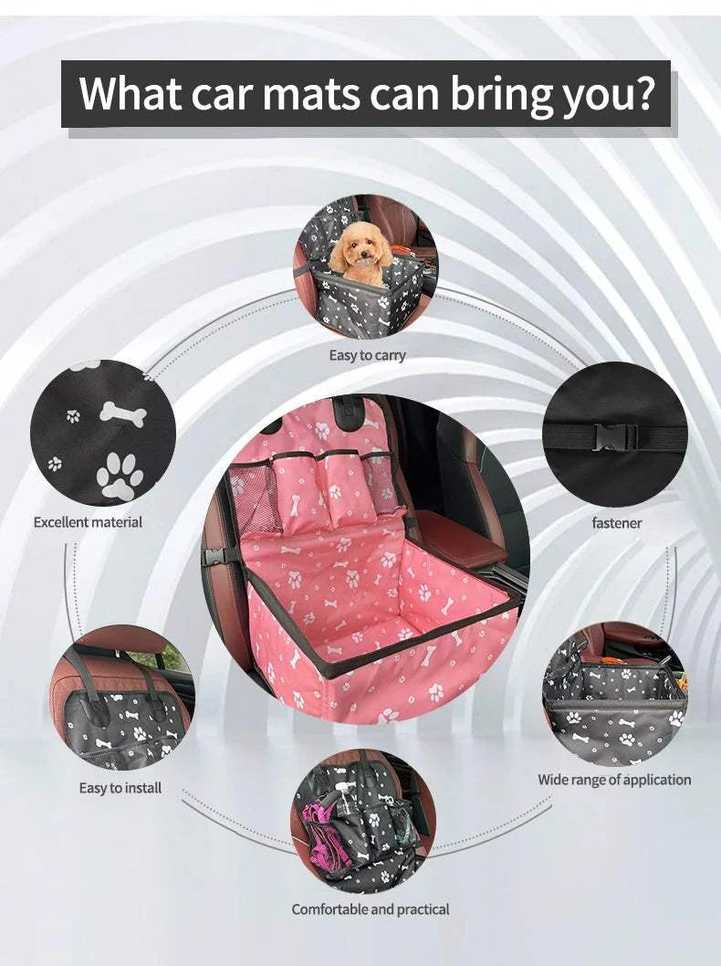 Fortunato Store Foldable Pet Hammock Dog Car Seat with Storage – Foldable Pet Hammock