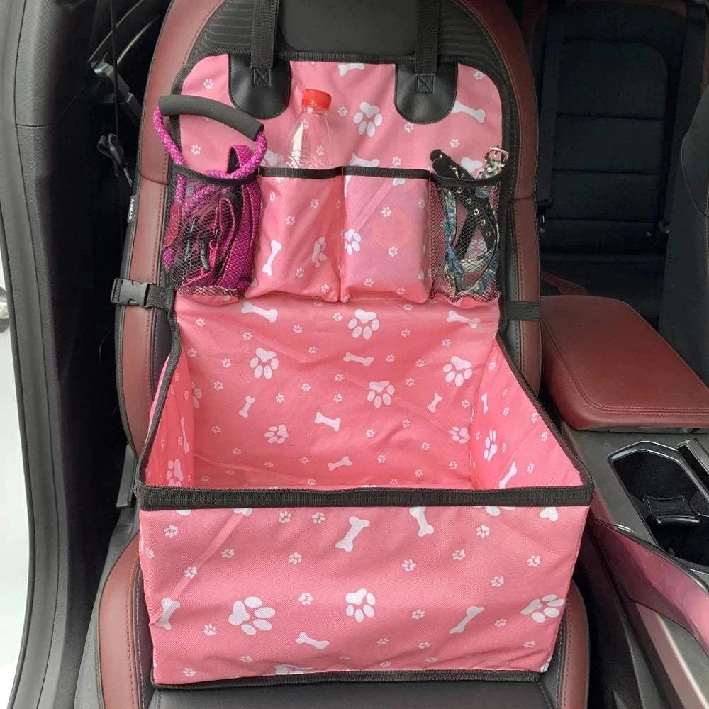 Fortunato Store Foldable Pet Hammock Pink Dog Car Seat with Storage – Foldable Pet Hammock