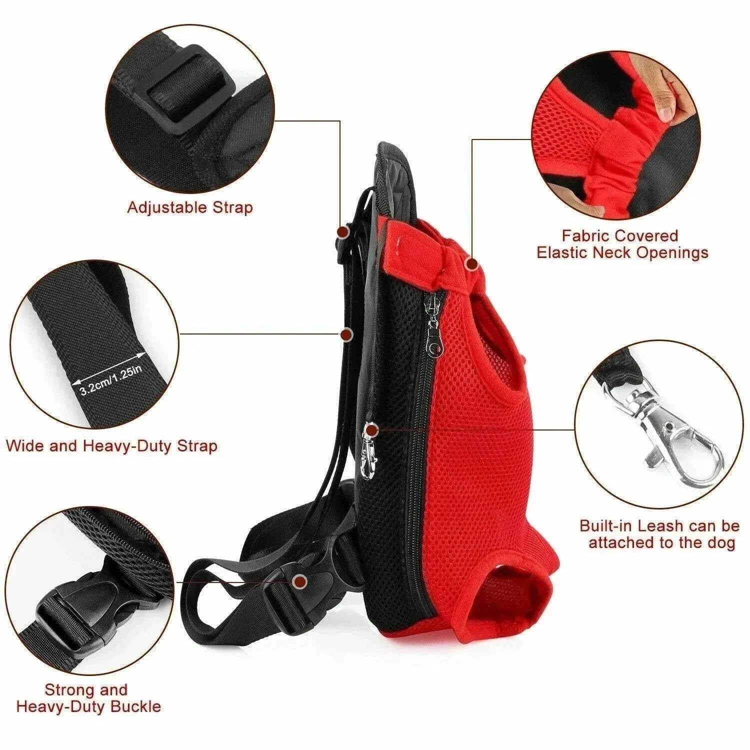 Fortunato Store Dog Carrier Backpack Foldable Dog Car Seat Hammock with Storage Pockets