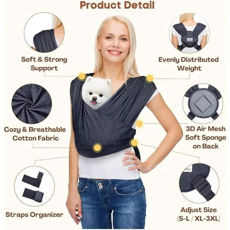 Fortunato Store Dog Sling Carrier Front Dog Sling Carrier – Hands-Free Travel for Small Pets