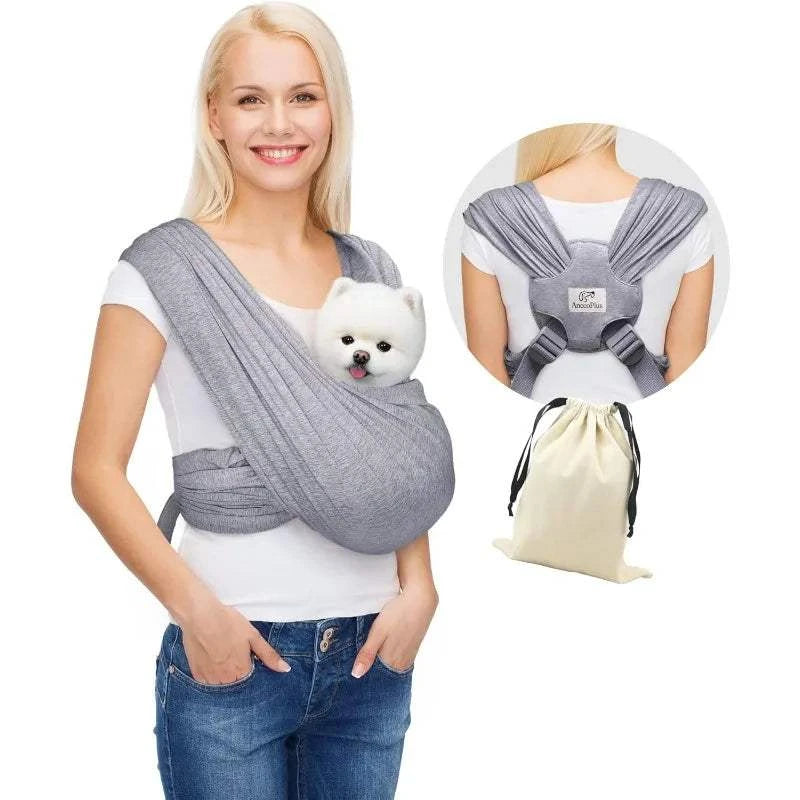 Fortunato Store Dog Sling Carrier Dark Grey Front Dog Sling Carrier – Hands-Free Travel for Small Pets