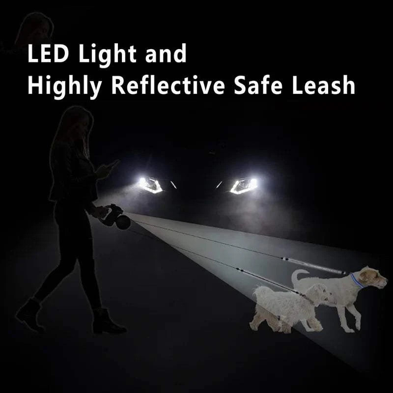 Fortunato Store Dual Retractable Dog Leash Dual Retractable Dog Leash – No-Tangle & LED Light