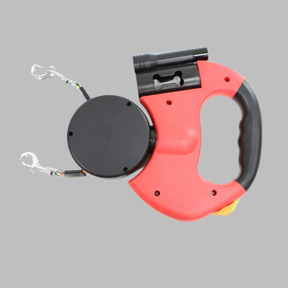 Fortunato Store Dual Retractable Dog Leash Red / 3 M rope Dual Retractable Dog Leash – No-Tangle & LED Light