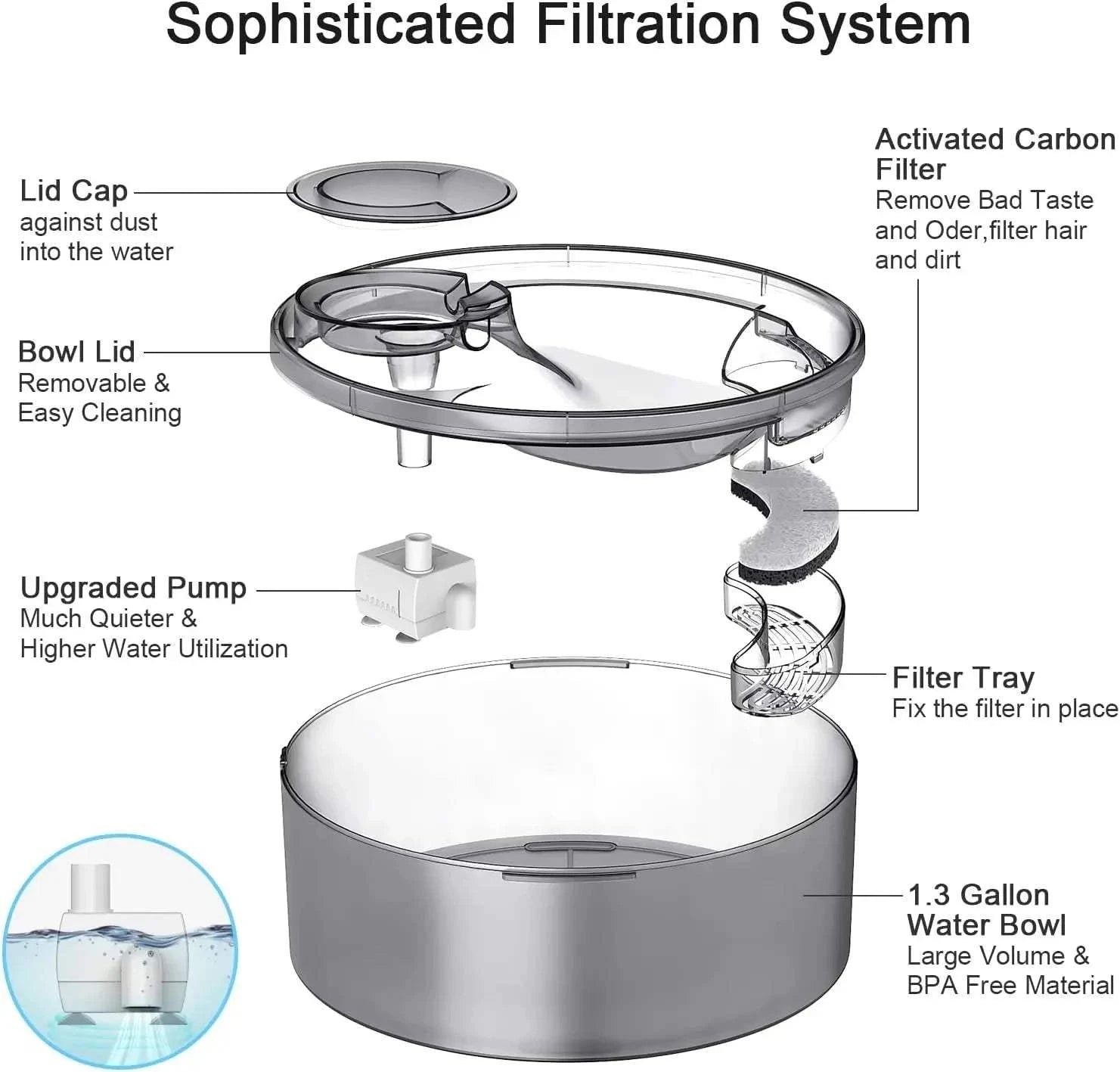 Fortunato Store LLC Pet Water Fountain United States 5L Automatic Pet Water Fountain – Multi-Pet Hydration