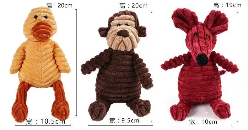 Fortunato Store LLC Squeaky Dog Toy Corduroy Squeaky Dog Toy – Plush Molar Chew for Large Dogs