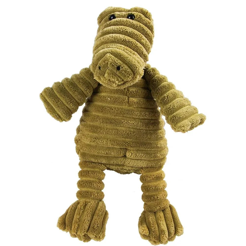 Fortunato Store LLC Squeaky Dog Toy Crocodile Corduroy Squeaky Dog Toy – Plush Molar Chew for Large Dogs