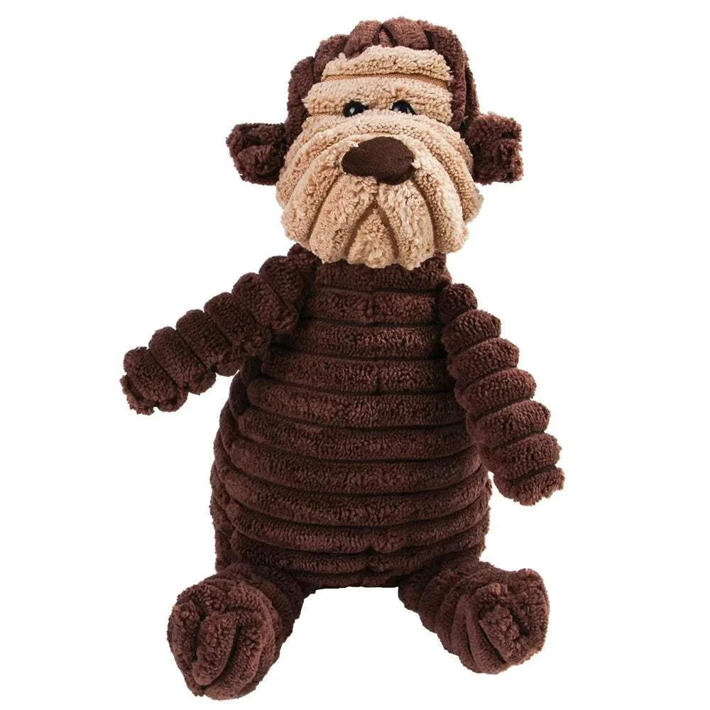 Fortunato Store LLC Squeaky Dog Toy monkey Corduroy Squeaky Dog Toy – Plush Molar Chew for Large Dogs