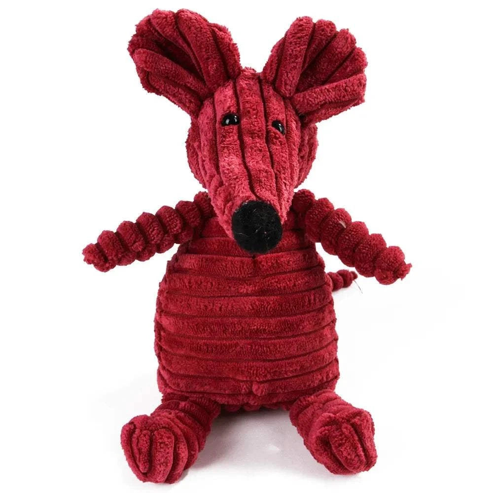 Fortunato Store LLC Squeaky Dog Toy mouse Corduroy Squeaky Dog Toy – Plush Molar Chew for Large Dogs