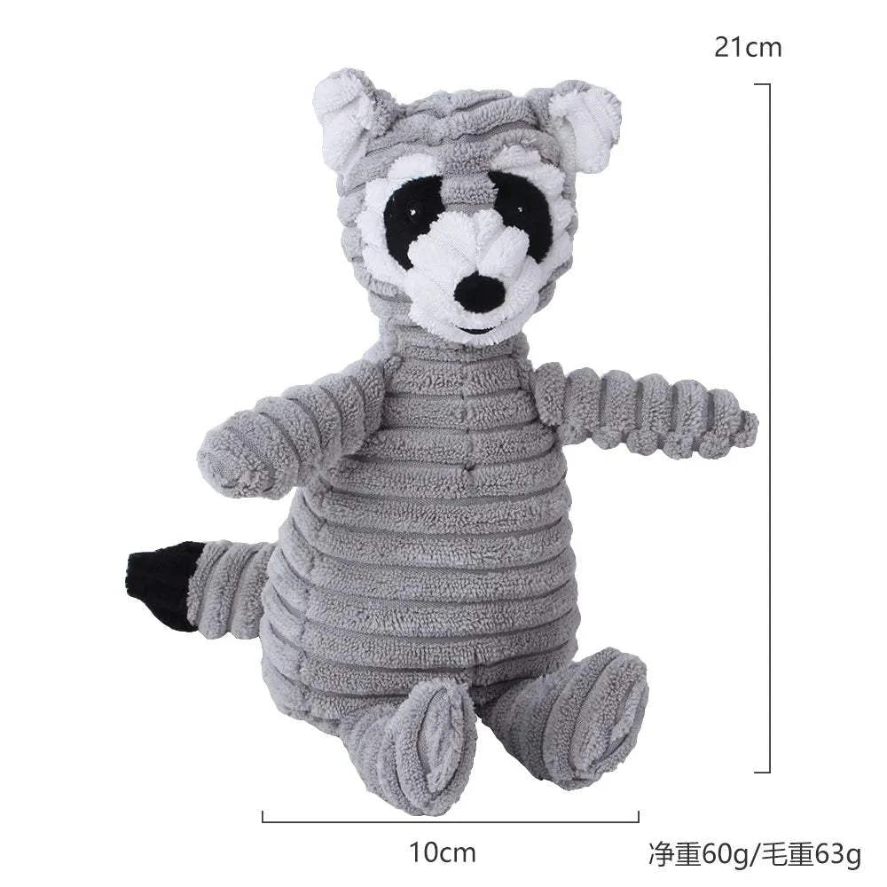 Fortunato Store LLC Squeaky Dog Toy raccoon Corduroy Squeaky Dog Toy – Plush Molar Chew for Large Dogs