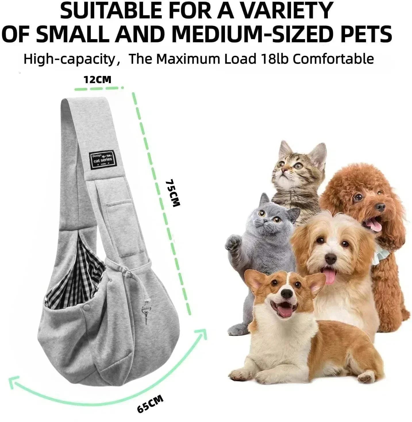 Fortunato Store LLC Dog Sling Carrier Gray / none / United States Cotton Pet Sling Bag – Travel Shoulder Carrier for Small Pets