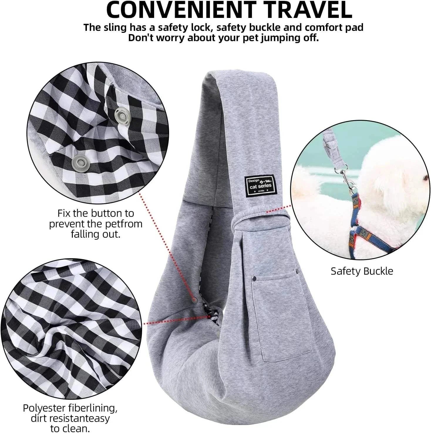 Fortunato Store LLC Dog Sling Carrier Gray / none / United States Cotton Pet Sling Bag – Travel Shoulder Carrier for Small Pets