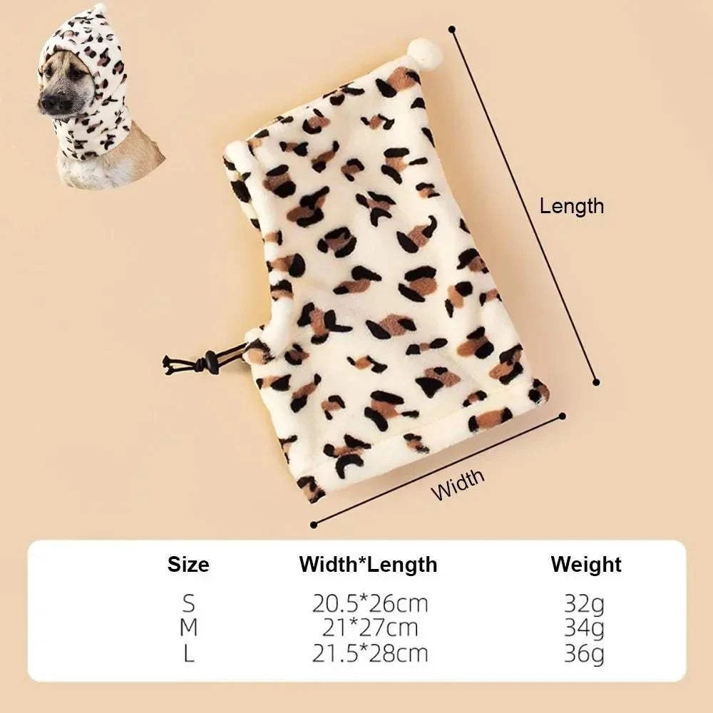 Fortunato Store LLC Dog Noise Cancelling Earmuffs Leopard Print L Dog Calming Earmuffs – Noise-Reducing Neck Wrap