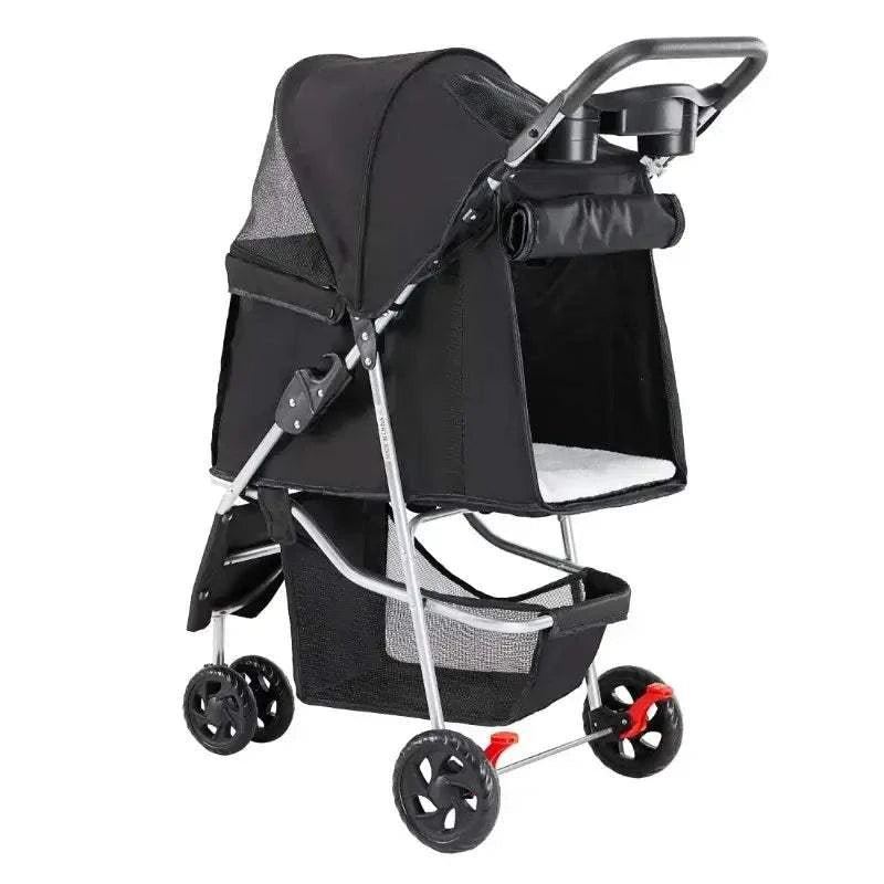Fortunato Store LLC Pet Accessories / Dog Carriers Black / United States Foldable Pet Stroller – 3-Wheel Dog & Cat Carrier