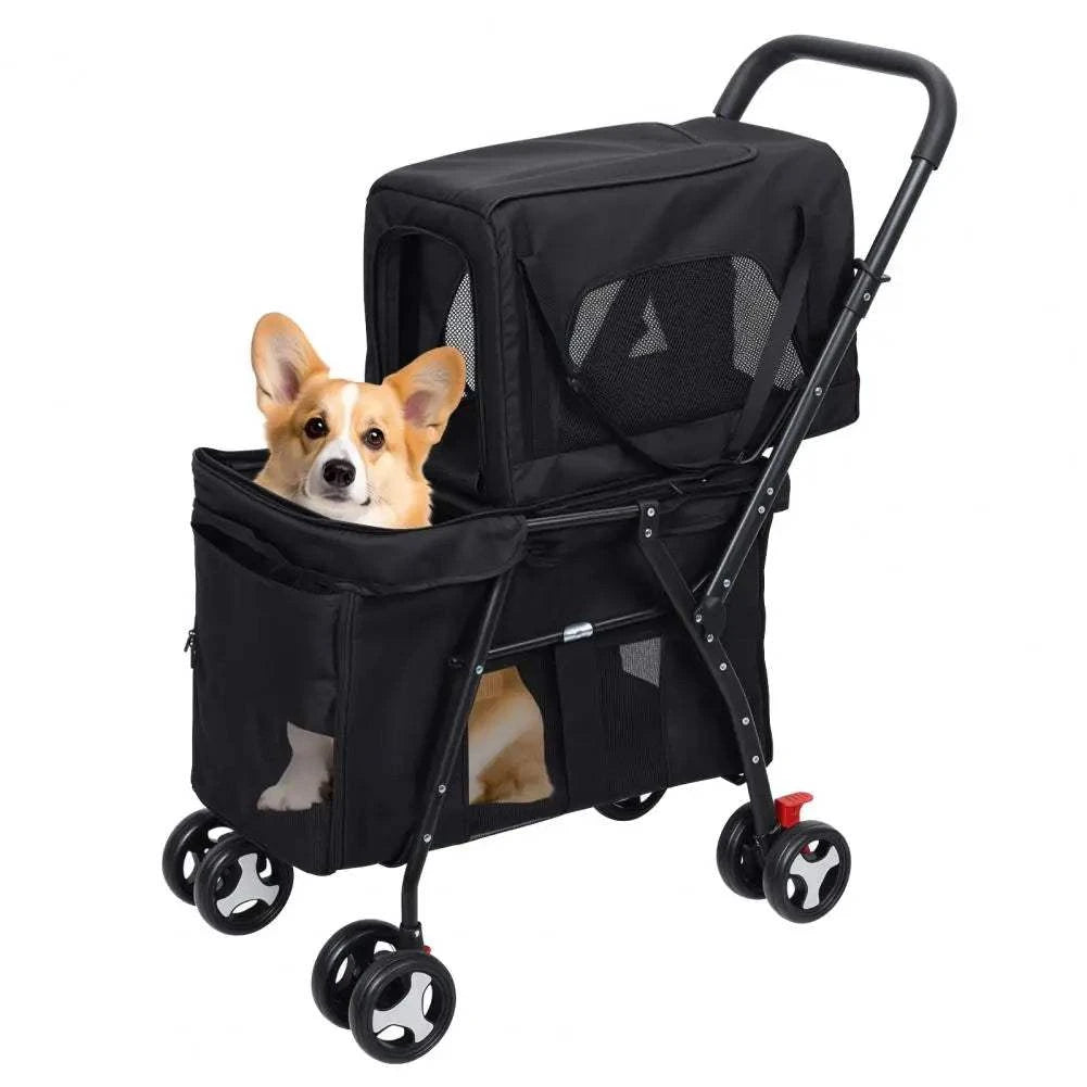 Fortunato Store LLC Double Pet Stroller Black / United States Double Pet Stroller – Foldable, Detachable Carrier for 2 Pets