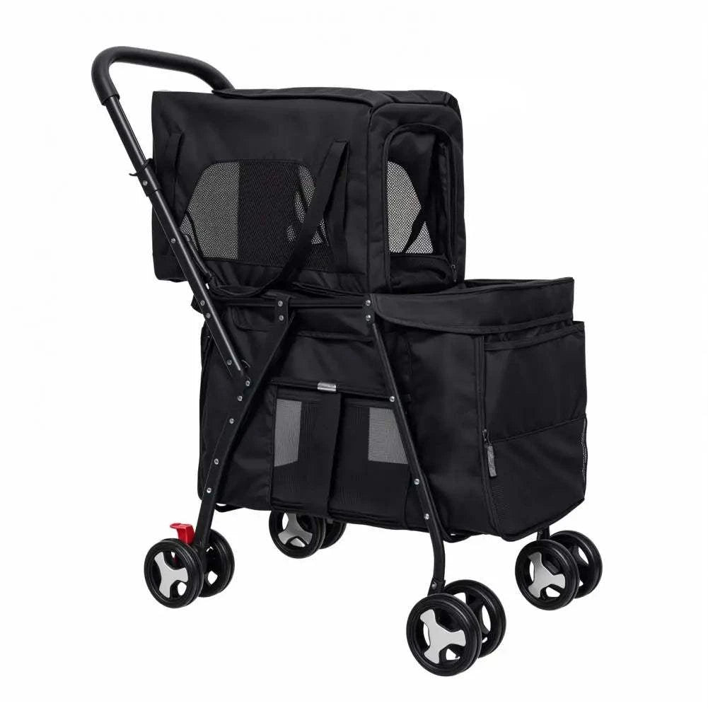 Fortunato Store LLC Double Pet Stroller Black / United States Double Pet Stroller – Foldable, Detachable Carrier for 2 Pets