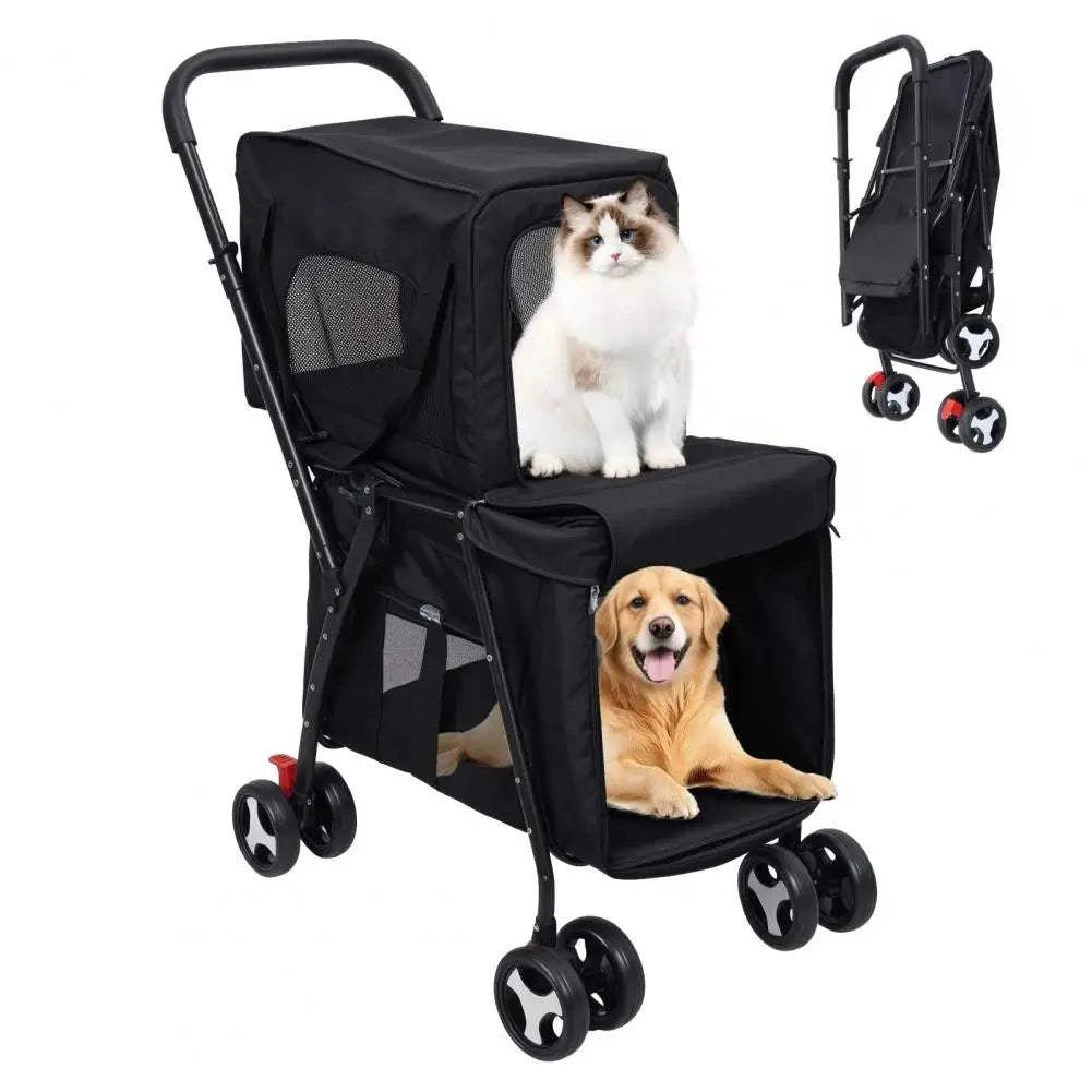 Fortunato Store LLC Double Pet Stroller Black / United States Double Pet Stroller – Foldable, Detachable Carrier for 2 Pets