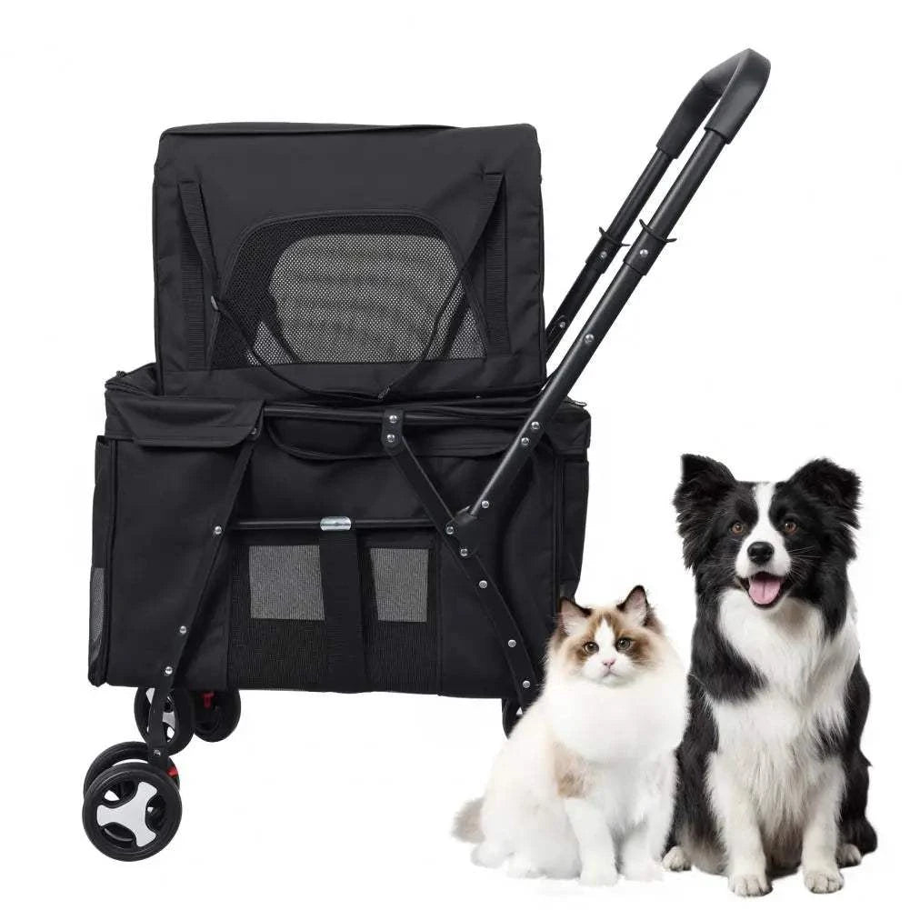 Fortunato Store LLC Double Pet Stroller Black / United States Double Pet Stroller – Foldable, Detachable Carrier for 2 Pets