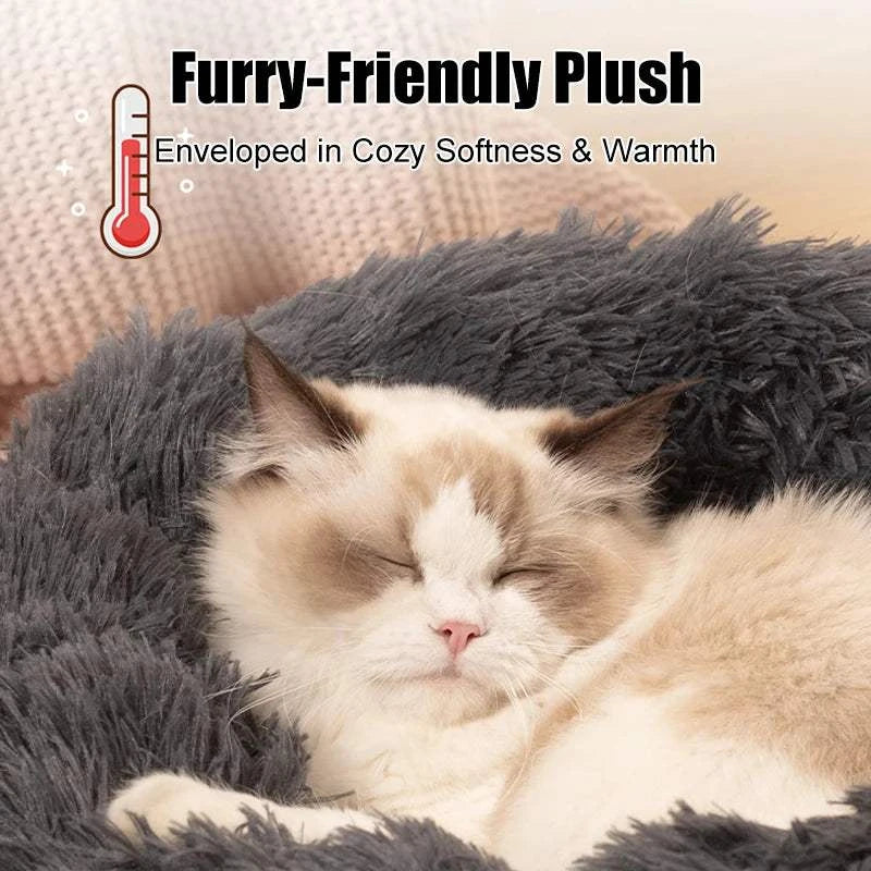 Fortunato Store LLC Donut Pet Bed Fluffy Donut Pet Bed – Calming, Soft & Washable Nest