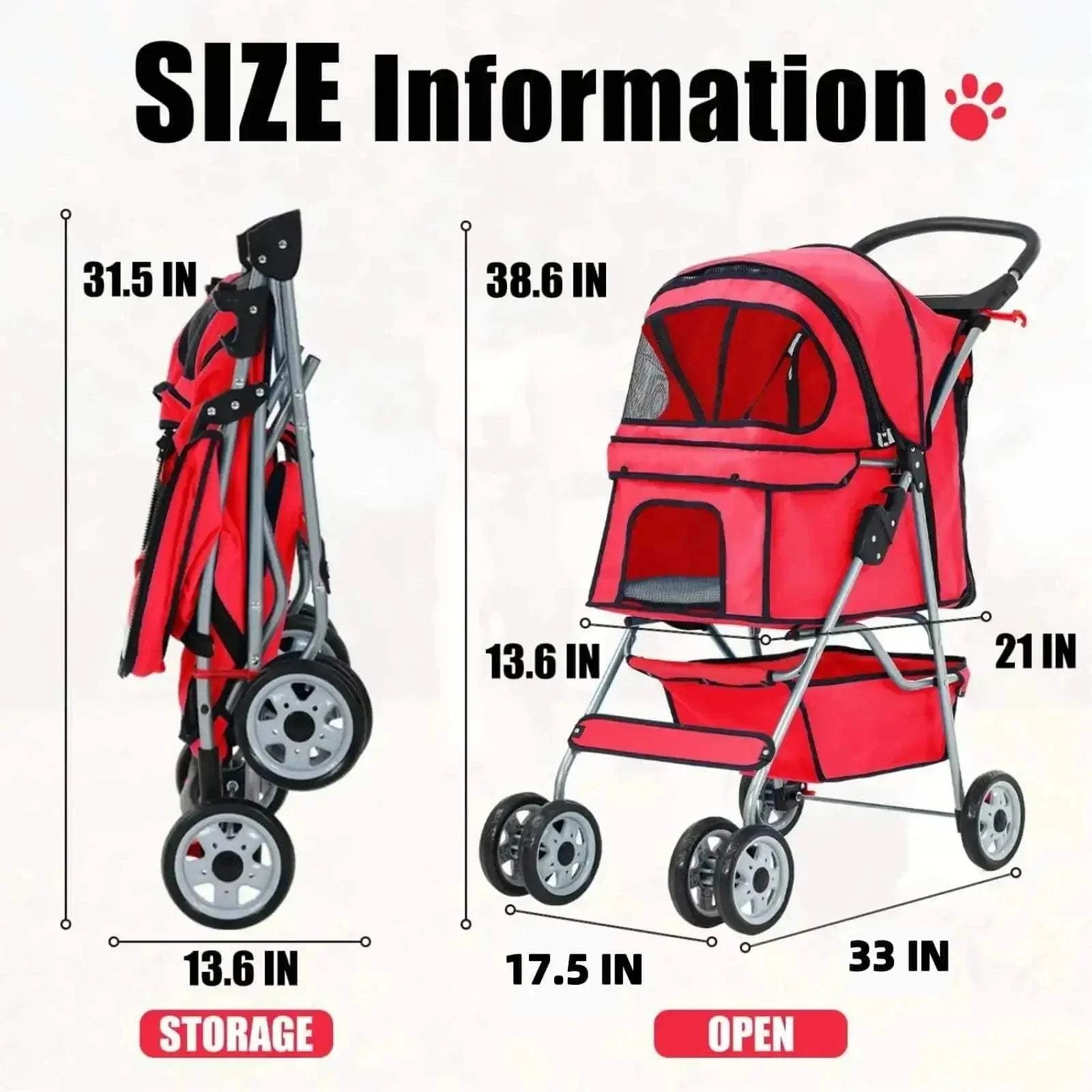 Fortunato Store LLC 4--Wheel Foldable Pet Stroller 4--Wheel Foldable Pet Stroller – Lightweight & Travel-Ready