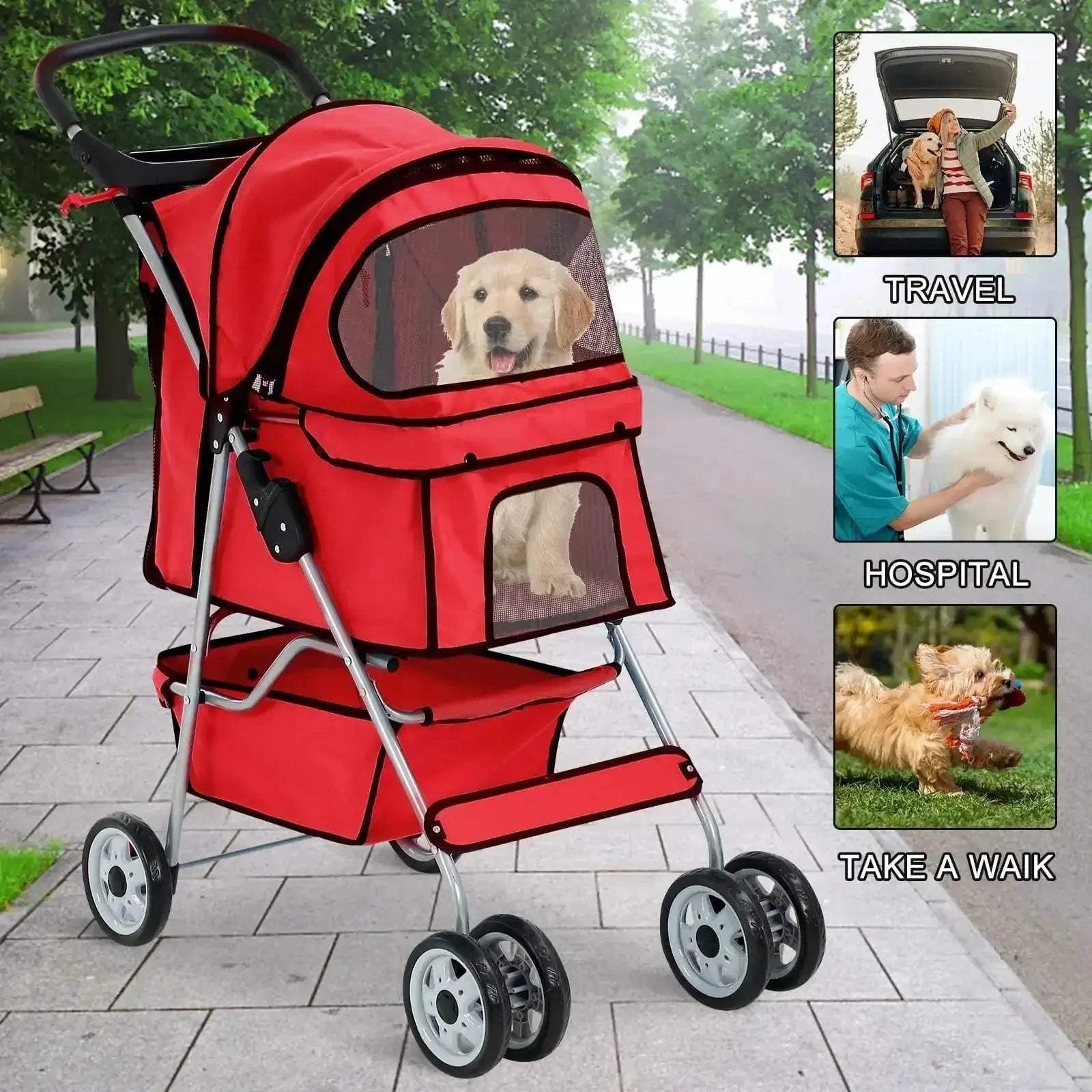Fortunato Store LLC 4--Wheel Foldable Pet Stroller 4--Wheel Foldable Pet Stroller – Lightweight & Travel-Ready