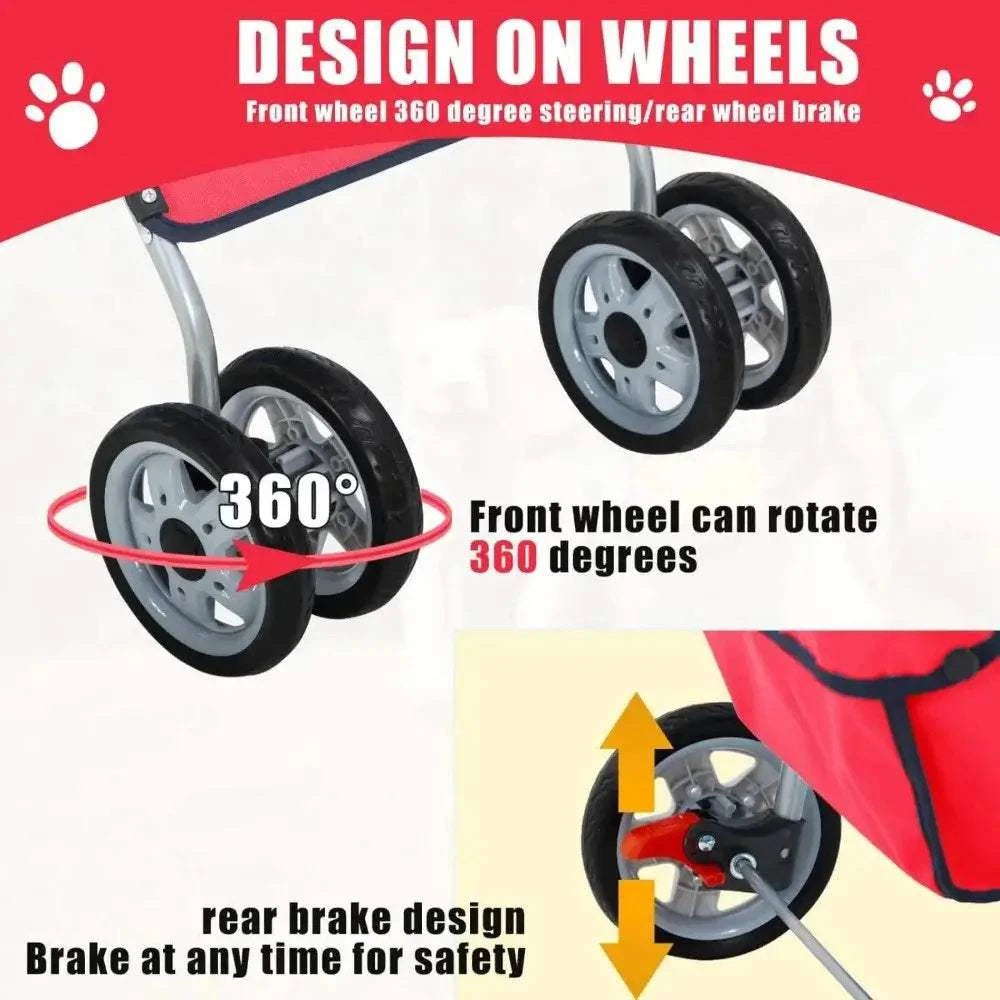 Fortunato Store LLC 4--Wheel Foldable Pet Stroller 4--Wheel Foldable Pet Stroller – Lightweight & Travel-Ready