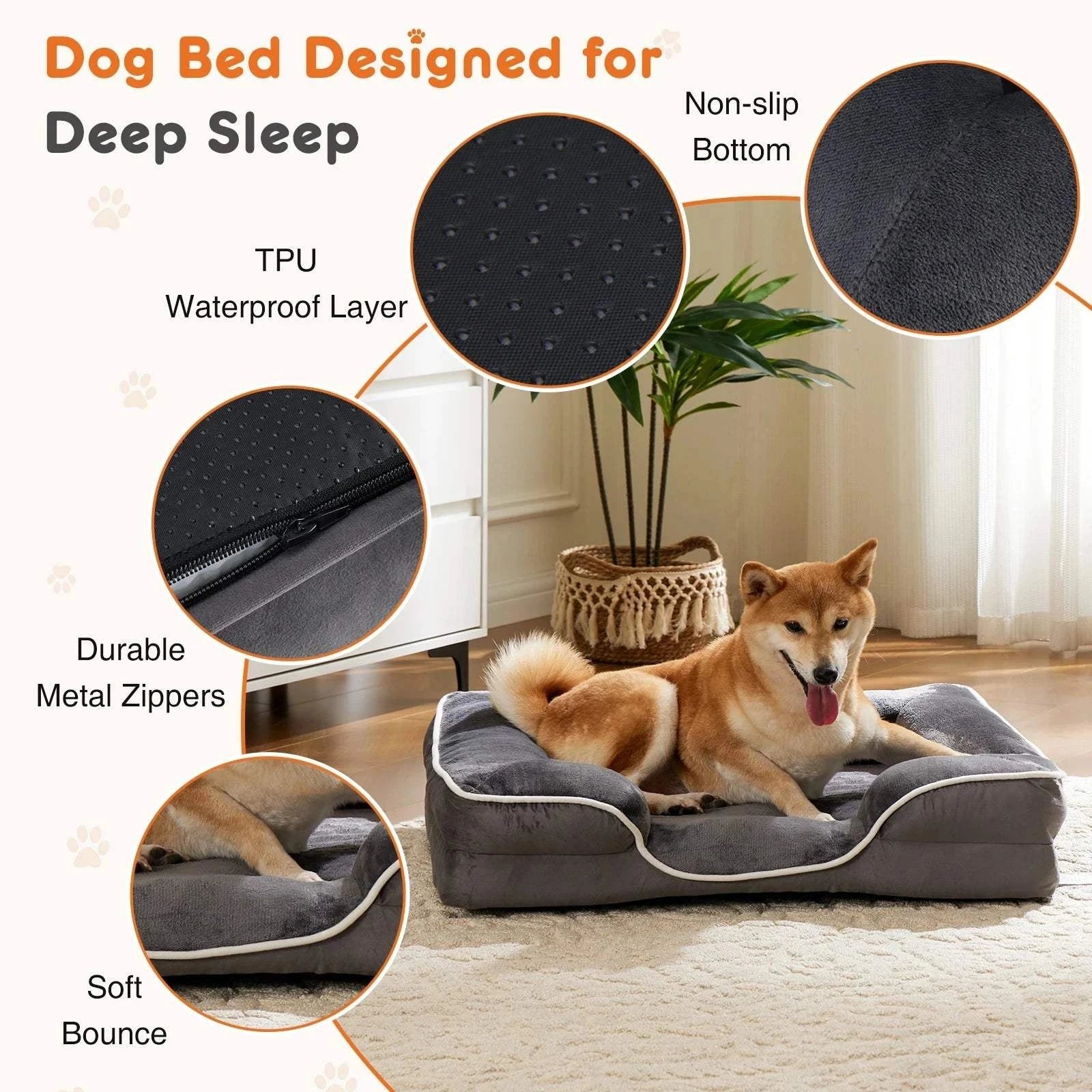 Fortunato Store LLC Orthopedic Dog Bed Orthopedic Memory Foam Dog Bed – Washable & Waterproof