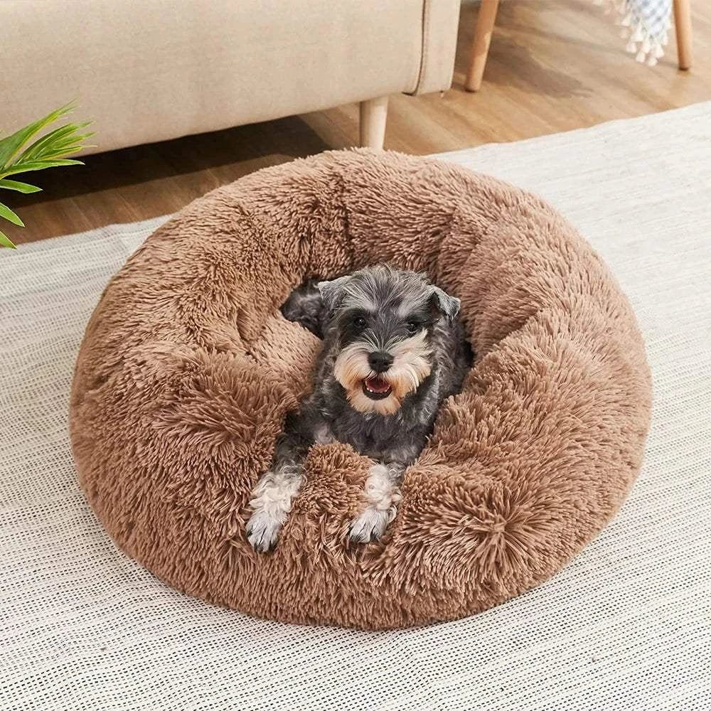 Fortunato Store LLC Donut Pet Bed Round Plush Dog Bed – Winter Pet Nest (40–90cm)