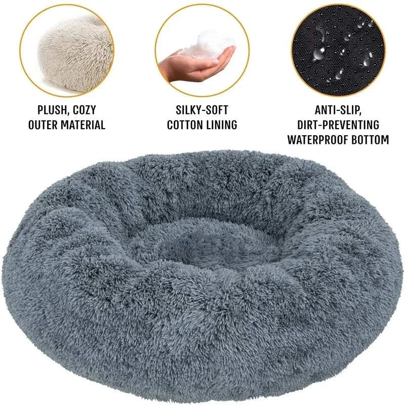 Fortunato Store LLC Donut Pet Bed Round Plush Dog Bed – Winter Pet Nest (40–90cm)
