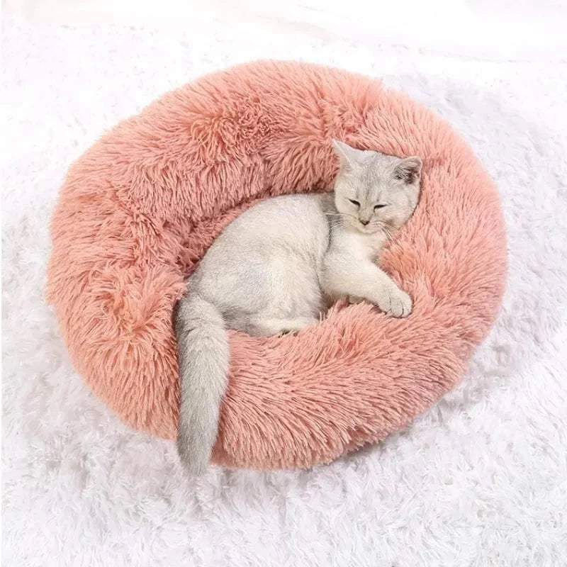 Fortunato Store LLC Donut Pet Bed Round Plush Dog Bed – Winter Pet Nest (40–90cm)