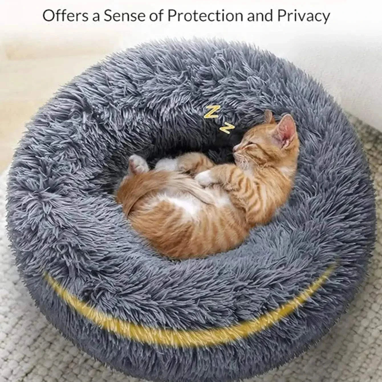 Fortunato Store LLC Donut Pet Bed Round Plush Dog Bed – Winter Pet Nest (40–90cm)