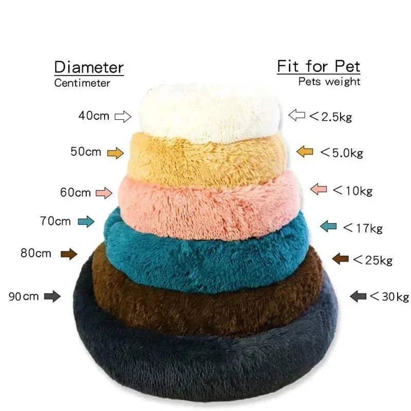 Fortunato Store LLC Donut Pet Bed Round Plush Dog Bed – Winter Pet Nest (40–90cm)