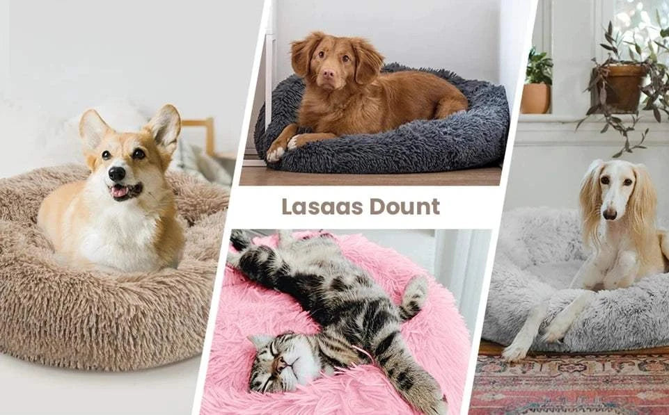 Fortunato Store LLC Donut Pet Bed Round Plush Dog Bed – Winter Pet Nest (40–90cm)