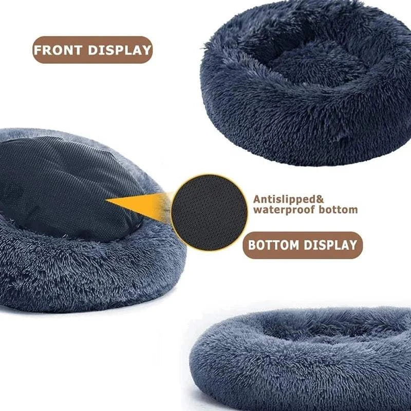 Fortunato Store LLC Donut Pet Bed Round Plush Dog Bed – Winter Pet Nest (40–90cm)