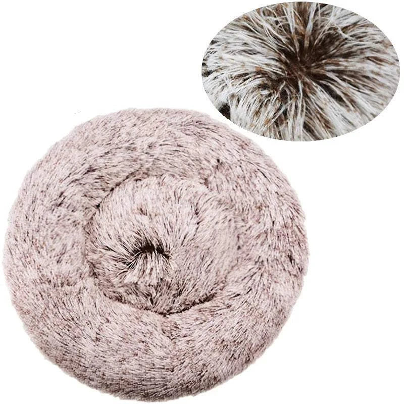 Fortunato Store LLC Donut Pet Bed Gradient khaki / 60cm Round Plush Dog Bed – Winter Pet Nest (40–90cm)