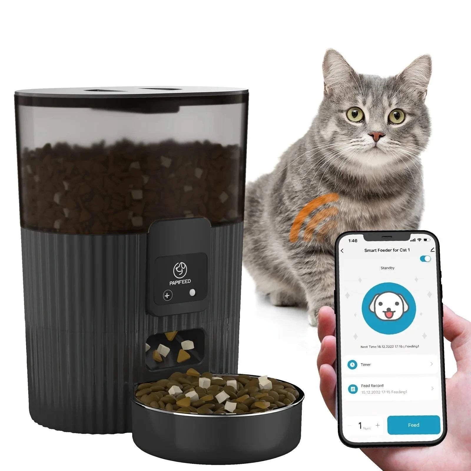 Fortunato Store LLC Smart WiFi Pet Feeder Pushbutton Black / United States / 3L Smart WiFi Pet Feeder – LCD Display & App Control