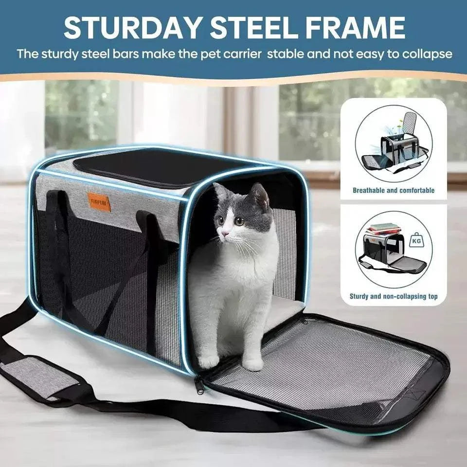 Fortunato Store LLC Pet Accessories / Dog Carriers Gray / United States Airline-Approved Soft Dog Carrier – Waterproof & Travel-Ready