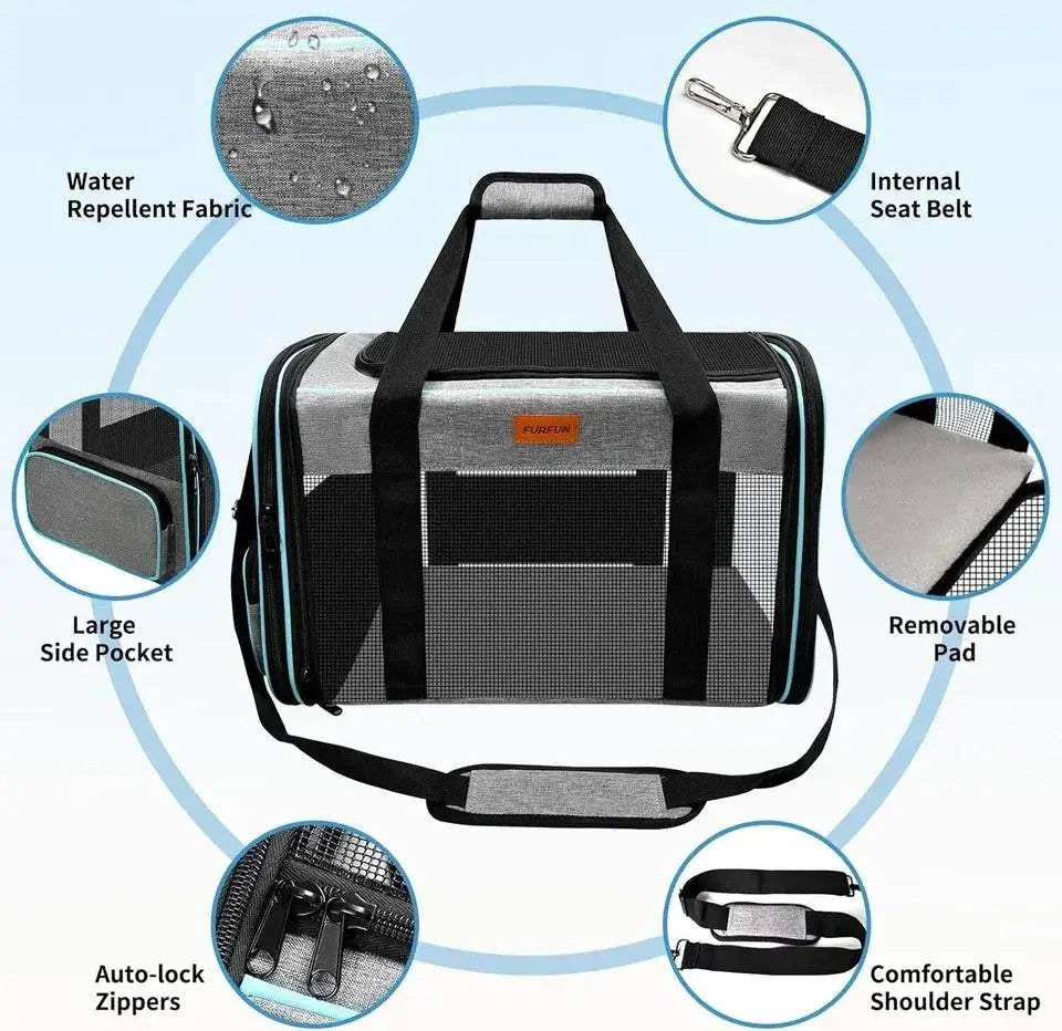 Fortunato Store LLC Pet Accessories / Dog Carriers Gray / United States Airline-Approved Soft Dog Carrier – Waterproof & Travel-Ready