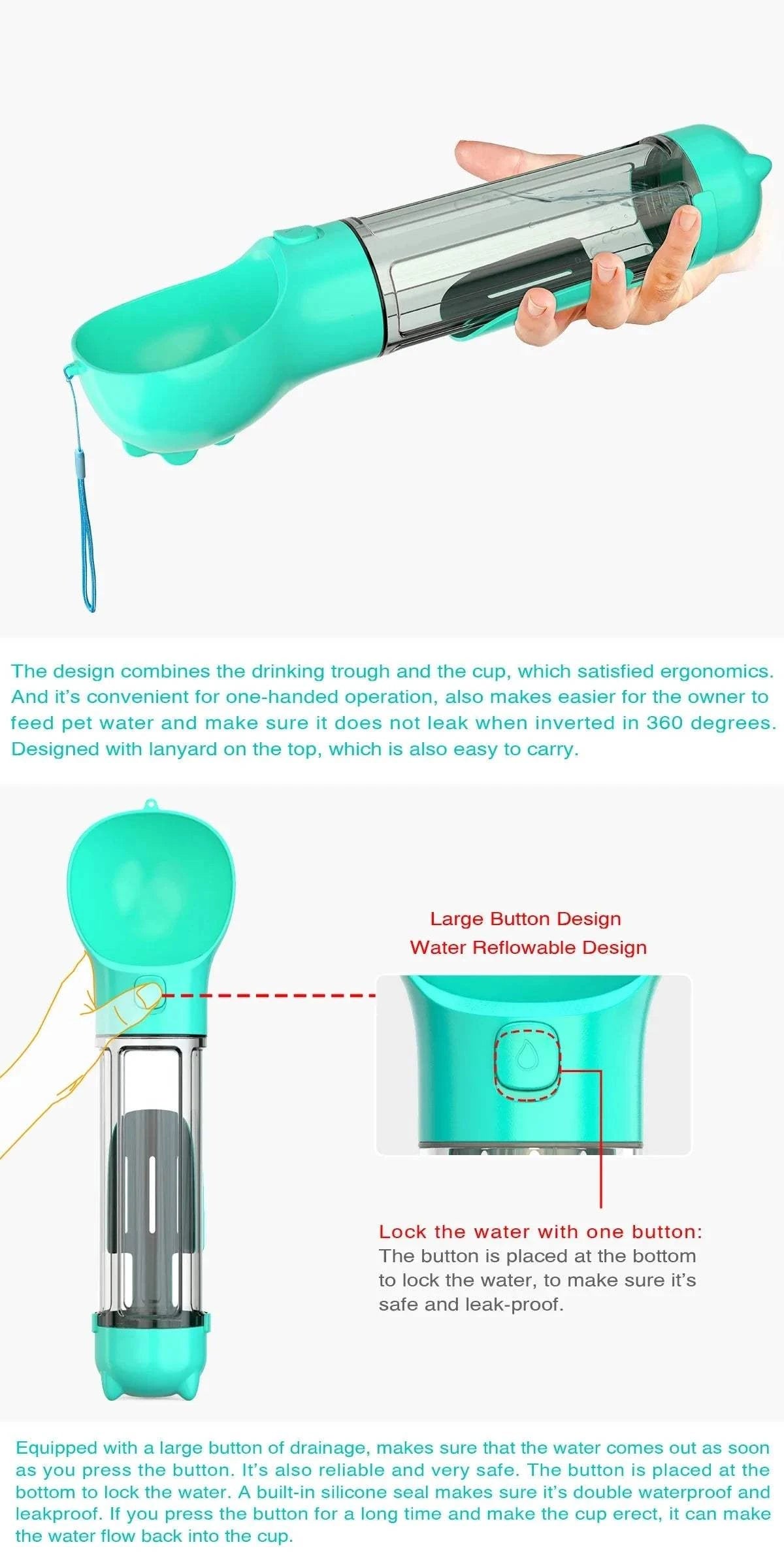 Fortunato Store Portable Pet Water Bottle Portable Pet Water Bottle – Travel & Leak-Proof Design