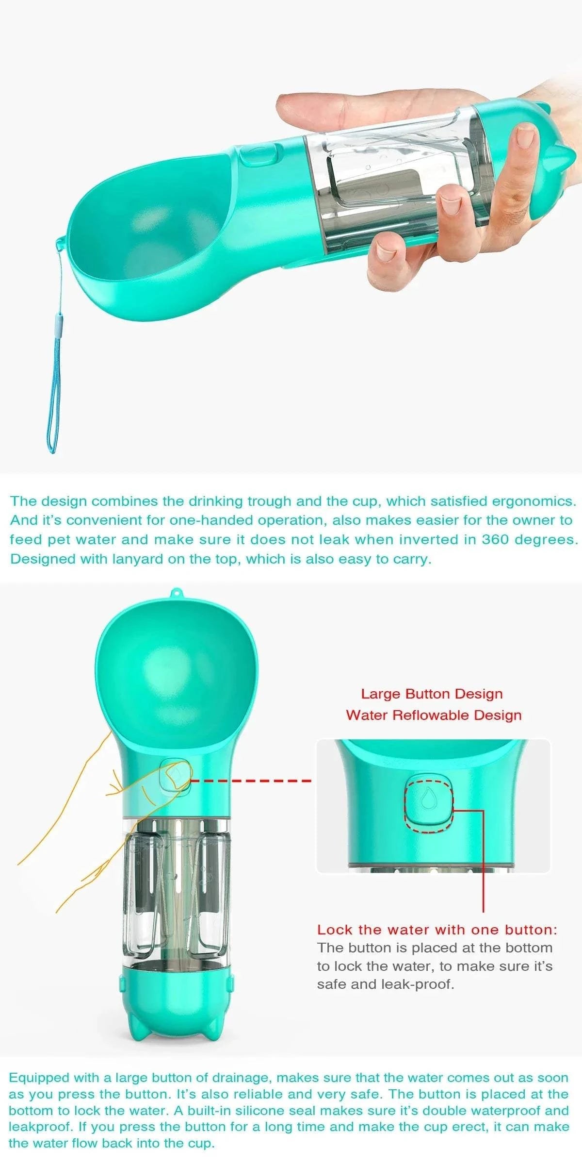 Fortunato Store Portable Pet Water Bottle Portable Pet Water Bottle – Travel & Leak-Proof Design