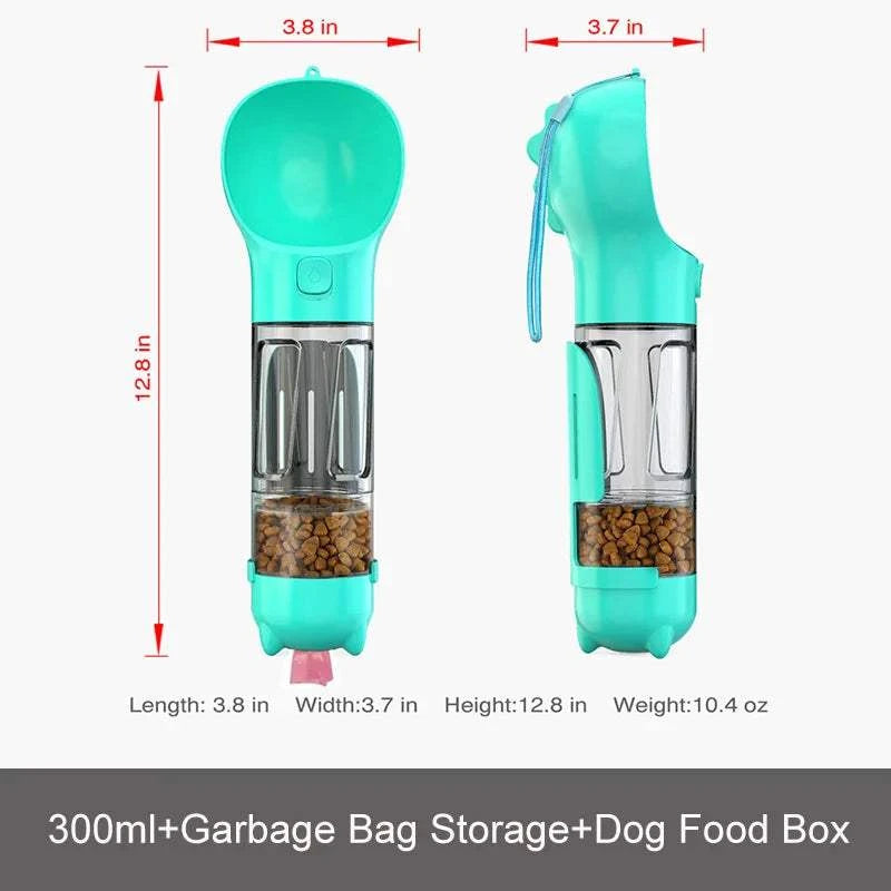 Fortunato Store Portable Pet Water Bottle 300ml with Food Box / Lake Blue Portable Pet Water Bottle – Travel & Leak-Proof Design