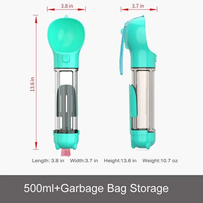 Fortunato Store Portable Pet Water Bottle 500ml no food box / Lake Blue Portable Pet Water Bottle – Travel & Leak-Proof Design