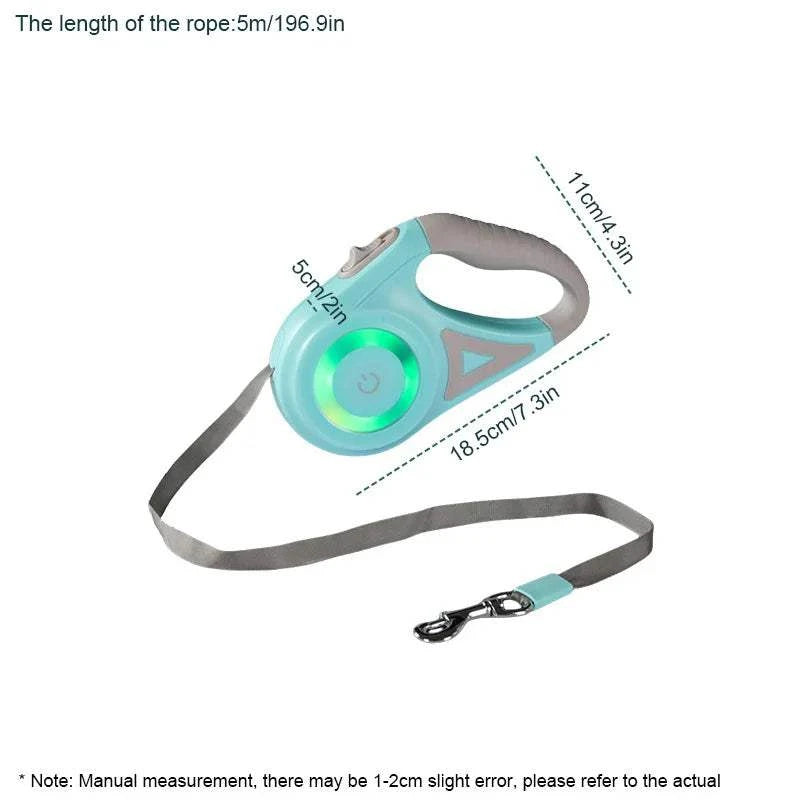 Fortunato Store Retractable Dog Leash Retractable Dog Leash with LED Light – 5M Nylon