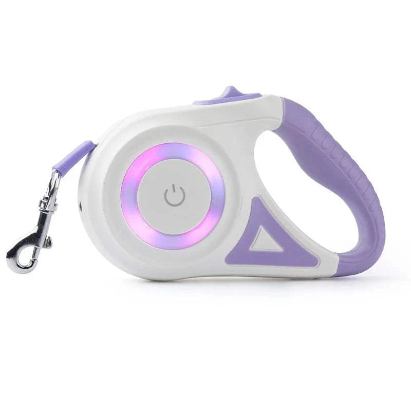 Fortunato Store Retractable Dog Leash Purple Retractable Dog Leash with LED Light – 5M Nylon