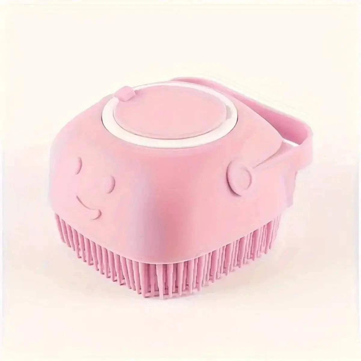 Fortunato Store Dog Bath Brush Pink Silicone Dog Bath Brush with Shampoo Dispenser